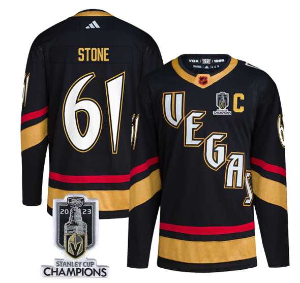 Men%27s Vegas Golden Knights #61 Mark Stone Black 2023 Stanley Cup Champions Reverse Retro Stitched Jersey->vegas golden knights->NHL Jersey